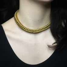 Load image into Gallery viewer, Gold Box Weave Collar Necklace Turkish Velvet
