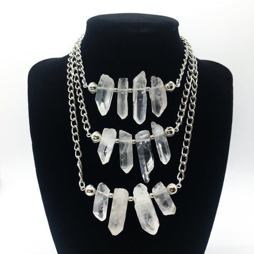 Natural Quartz Row Necklace Necklace Turkish Velvet