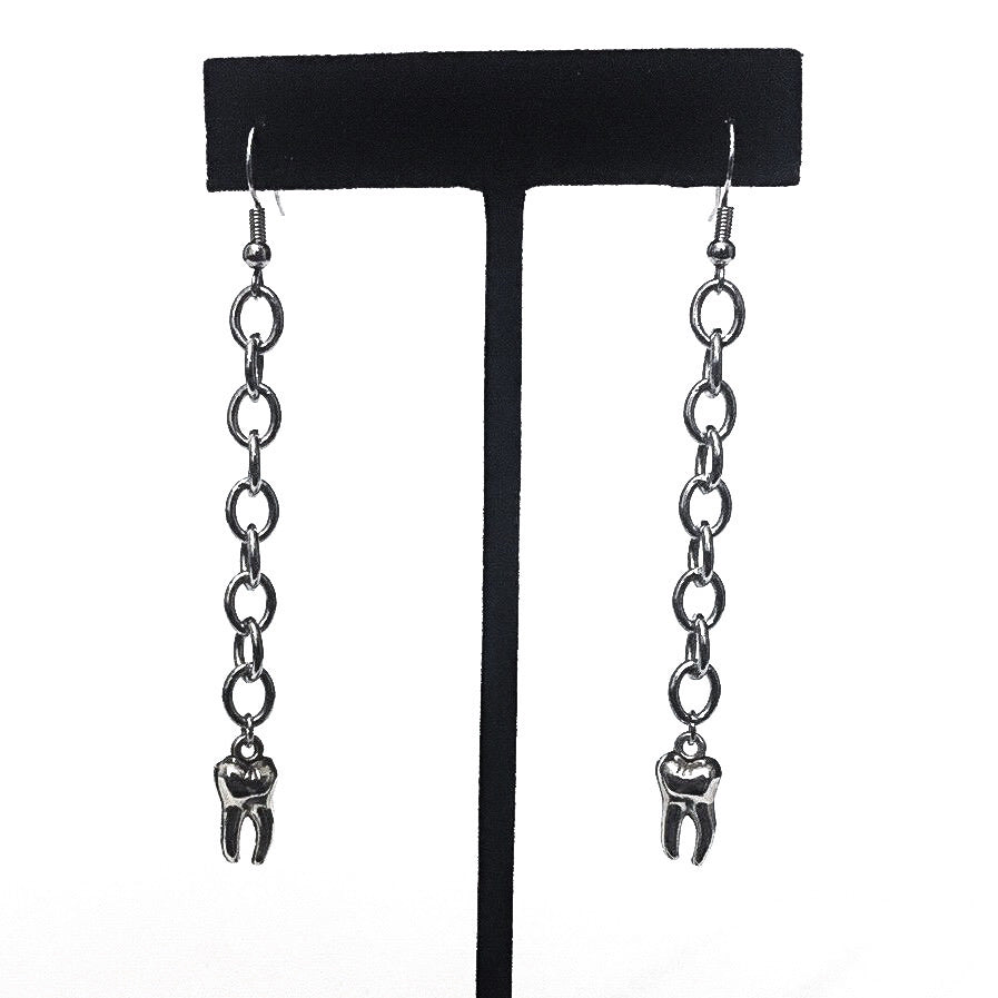 Tooth & Chain Dangle Earrings Earrings Turkish Velvet