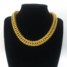 Load image into Gallery viewer, Gold Box Weave Collar Necklace Turkish Velvet
