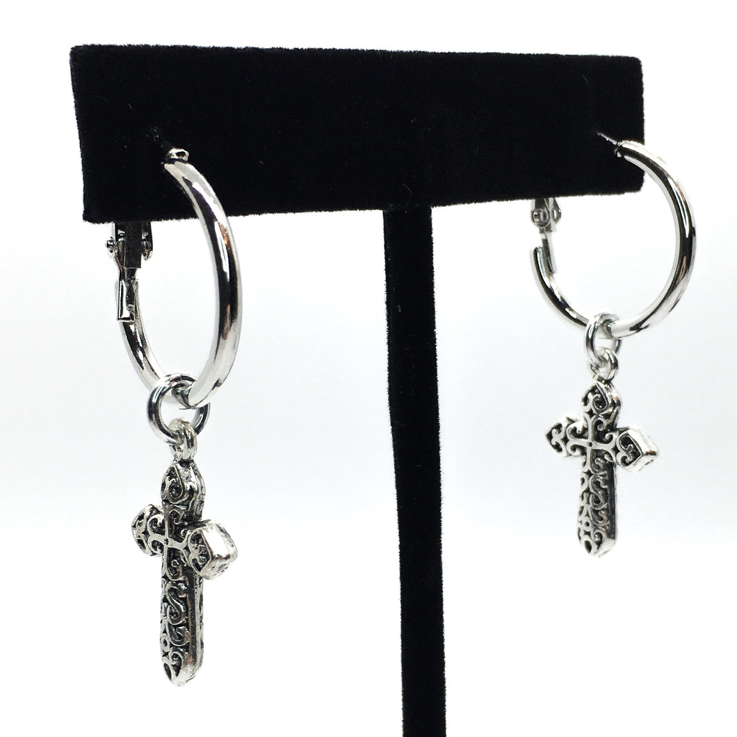 Cross Hoop Earrings V3 Earrings Turkish Velvet